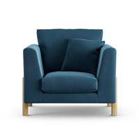 Habitat Aston Velvet Armchair - Ink Blue - Ash Leg