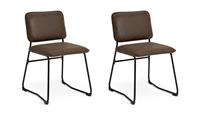 Habitat Loft Living Pair of Faux Leather Dining Chairs-Brown