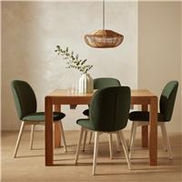 Habitat Drio Extending Oak Dining Table & 4 Green Chairs