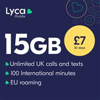 Lyca Mobile 15GB Pay As You Go SIM Card