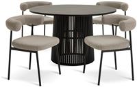 Habitat Jericho Black Dining Table & 4 Grey Chairs