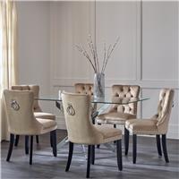 Argos Home Blake Chrome Dining Table & 6 Taupe Chairs