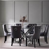 Argos Home Blake Chrome Dining Table & 6 Charcoal Chairs
