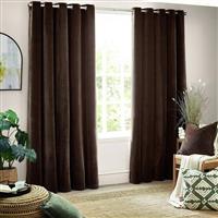 Yard Chenille Fully Lined Eyelet Curtains - Brown- 229x183cm
