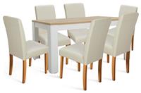 Argos Home Preston Grey Dining Table & 6 Cream Chairs