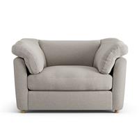 Habitat Wynn Fabric Cuddle Chair - Stone - Ash Leg