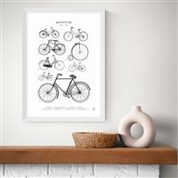 East End Prints Bicyclettes White Frame Art Print - A3