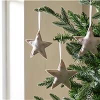 Habitat Pack of 3 Gold Embroidered Star Hanging Decoration