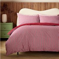 Habitat Gingham Seersucker Burgundy Bedding Set-Superking