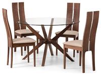 Julian Bowen Chelsea Glass Dining Table & 4 Brown Chairs