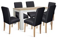 Argos Home Preston Grey Dining Table & 6 Black Chairs