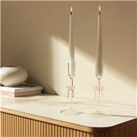 Argos Home Glass Bow Taper Candle Holder - Set of 2