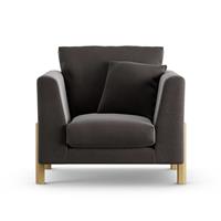 Habitat Aston Velvet Armchair - Slate Grey - Ash Leg