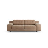 Habitat Hendricks Velvet 3 Seater Sofa - Latte - Black Leg