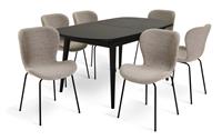 Habitat Etta Extending Black Dining Table & 6 Natural Chairs