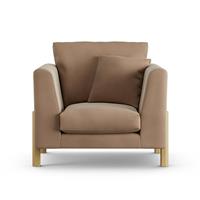 Habitat Aston Velvet Armchair - Latte - Ash Leg