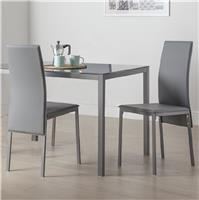 Argos Home Lido Pair of Faux Leather Dining Chair - Grey