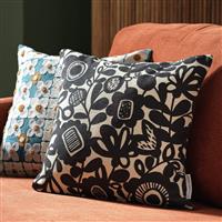 Habitat x Scion Kukkia Cushion - Monochrome - 43x43cm