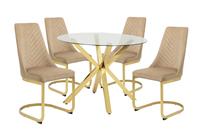 Argos Home Alice Glass Dining Table & 4 Sybil Beige Chairs