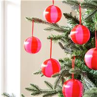 Habitat Pack of 6 Satin Christmas Baubles - Red and Pink