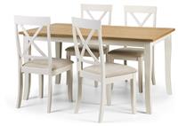 Julian Bowen Rubber Wood Dining Table & 4 Ivory Chairs