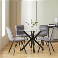 Argos Home Alice Black Dining Table & 4 Charcoal Chairs