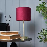 BHS Vera Velvet Steel Table Lamp - Red & Brass