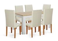 Argos Home Preston Extending Grey Dining Table & Cream Chair