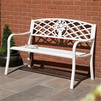 Greenhurst Coalbrookdale 2 Seater Metal Garden Bench - White