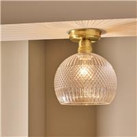 Habitat Perses Cut Glass Flush to Ceiling Light - Brass