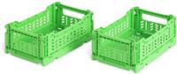 Habitat 2 x 3L Small Plastic Storage Folding Crates - Green