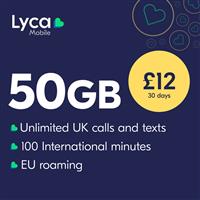 Lyca Mobile 50GB Pay As You Go SIM Card