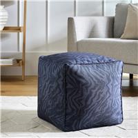 Habitat Thea Fabric Footstool - Black & Blue