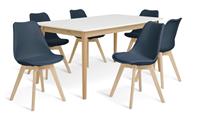 Habitat Sylas Extending White Dining Table & 6 Blue Chairs