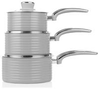Swan Retro 3 Piece Non Stick Aluminium Saucepan Set - Grey