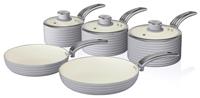 Swan Retro 5 Piece Aluminium Saucepan Set - Grey