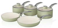 Swan Retro 5 Piece Aluminium Saucepan Set - Green
