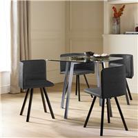 Argos Home Elsie Chrome Dining Table & 4 Charcoal Chairs