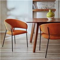 Habitat Sawyer Pair of Fabric Dinner Chair - Orange