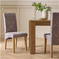 Argos Home Skirt Damask Pair of Fabric Dining Chair - Grey