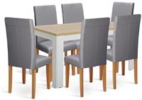 Argos Home Preston Grey Dining Table & 6 Charcoal Chairs