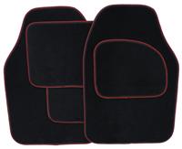 Streetwize Set of 4 Carpet Car Mats Black With Red Trim