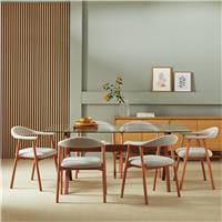 Habitat Zela Glass Walnut Dining Table & 6 Walnut Chairs