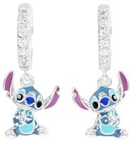 Disney Sterling Silver Stitch Charm Hoop Earrings
