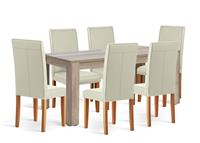 Argos Home Preston Oak Dining Table & 6 Cream Chairs