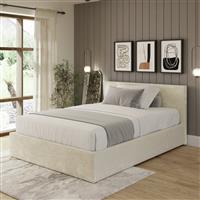 GFW Kingsize Crushed Velvet End Lift Ottoman Bed - Cream