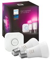 Philips Hue E27 11W Smart LED Bulb - Twin Pack and Bridge