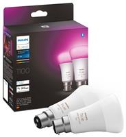 Philips Hue White and Colour B22 9W Smart LED Bulbs - 2 Pack