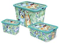 Bluey Set of 3 Mixed Storage Boxes with Lid - Blue