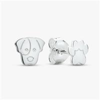 Revere Sterling Silver Paw and Dog Face Stud Earrings